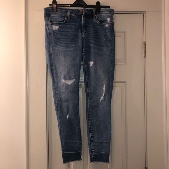 Anthropologie BLANK NYC NITRO Blue Worn Skinny Jeans Size 29 - Picture 3 of 8